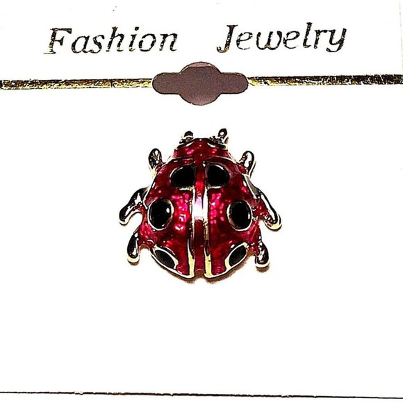 Vintage Ladybug Lapel Pin Tie Hat Tac Gold Plated Insect Red Black Enamel Bug - Picture 4 of 5